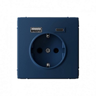 Розетка с з/к + 2xUSB, A + C, ARTGALLERY, Аквамарин, GAL001132, SCHNEIDER ELECTRIC