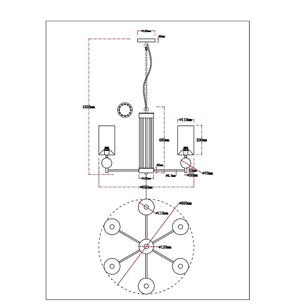 Люстра подвесная ARTE LAMP MATAR A4027LM-6PB