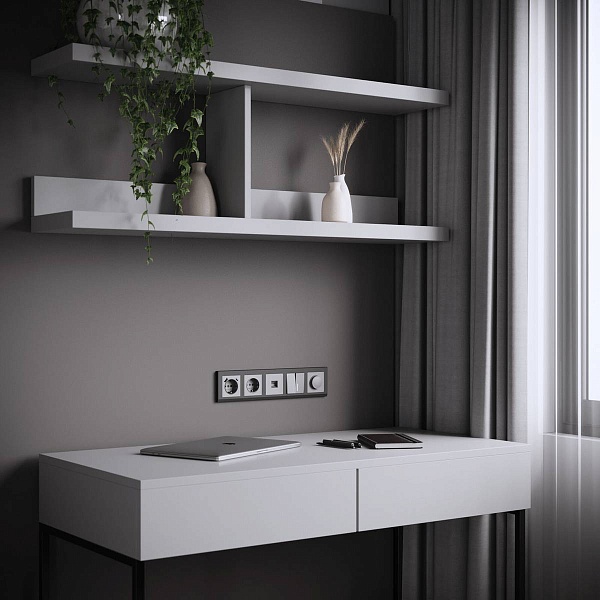 Розетка с з/к + 2xUSB, A + C, серебро матовый, W1171765, WERKEL
