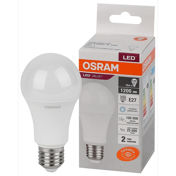 Лампа LED E27  15W/865 220V груша 1200Lm OSRAM