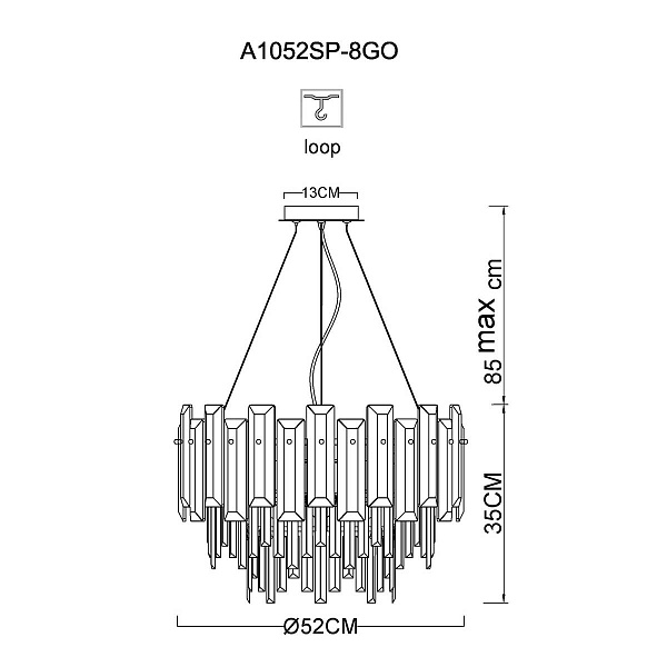 Люстра подвесная ARTE LAMP NICOLETTA A1052SP-8GO