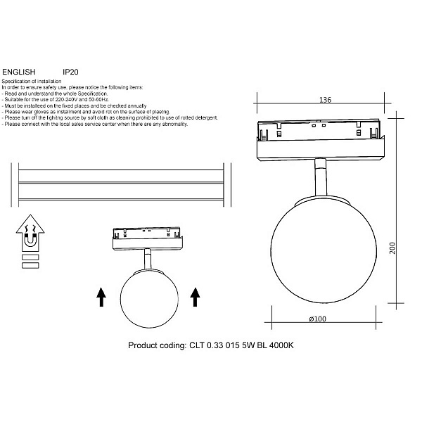 Трековый светильник CRYSTAL LUX CLT 0.33 015 5W BL 4000K