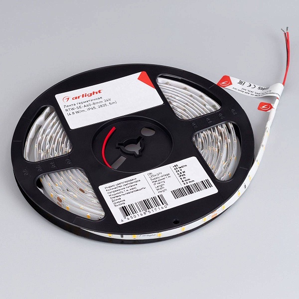 Лента LED RTW-SE-A60 4,8 W/m 24V IP65 2835/60 2700K 8mm (5м) 55407 ARLIGHT