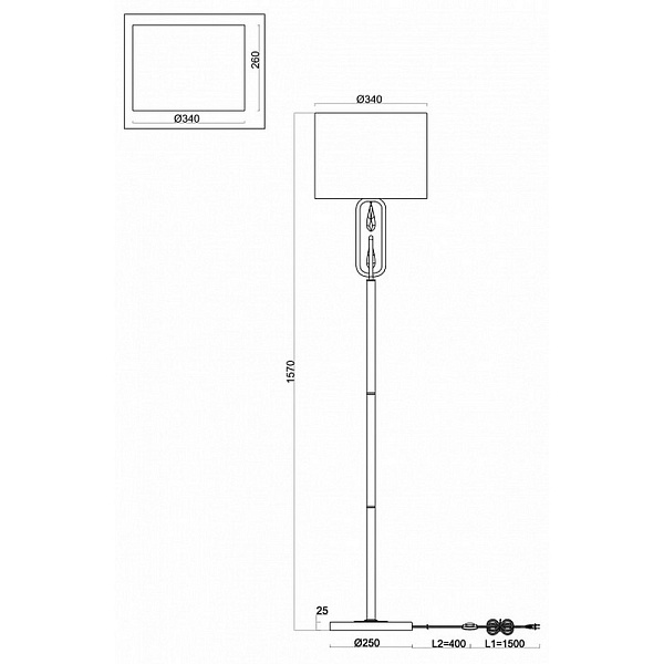 Торшер FREYA RIVERSIDE FR1007FL-01BS