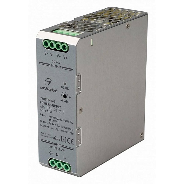 Блок питания ARLIGHT ARV-DRP 24V 120W IP20 37156