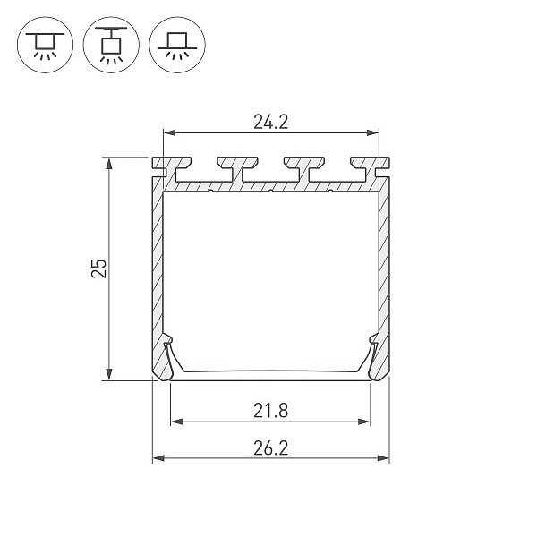 Профиль для ленты LED накладной PLS-LOCK 25x26мм без рассеивателя (2м) 28123 ARLIGHT