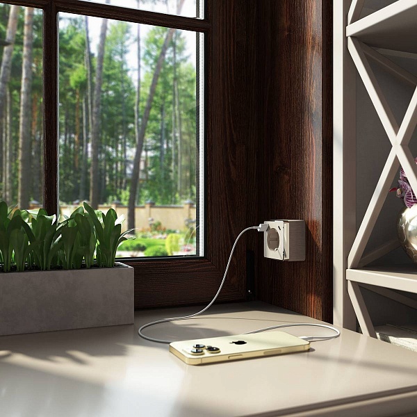 Розетка с з/к + 2xUSB, A + C, GALLANT, шампань рифленый, W5071710, WERKEL