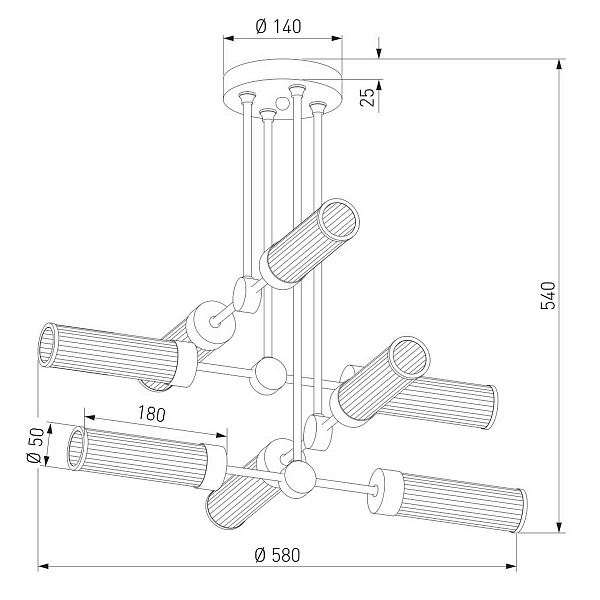 Люстра потолочная EUROSVET ORIENS 60166/8 латунь a068072