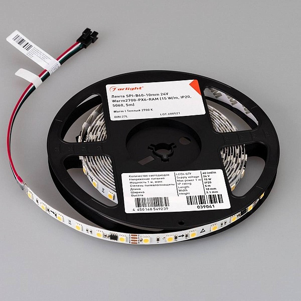 Лента LED SPI-B60 15 W/m 24V IP20 5060/60 2700K 10mm (5м) 39041 ARLIGHT