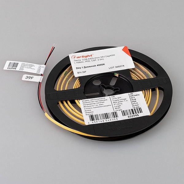 Лента LED COB-X420 10 W/m 24V IP20 COB/420 4000K 4mm (5м) 40900 ARLIGHT