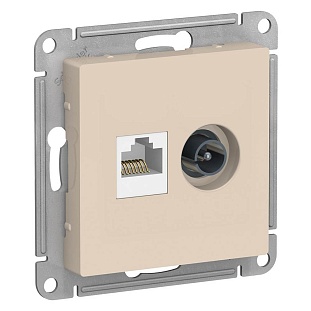 Розетка TV + RJ45, ATLASDESIGN, Бежевый, ATN000289, SCHNEIDER ELECTRIC