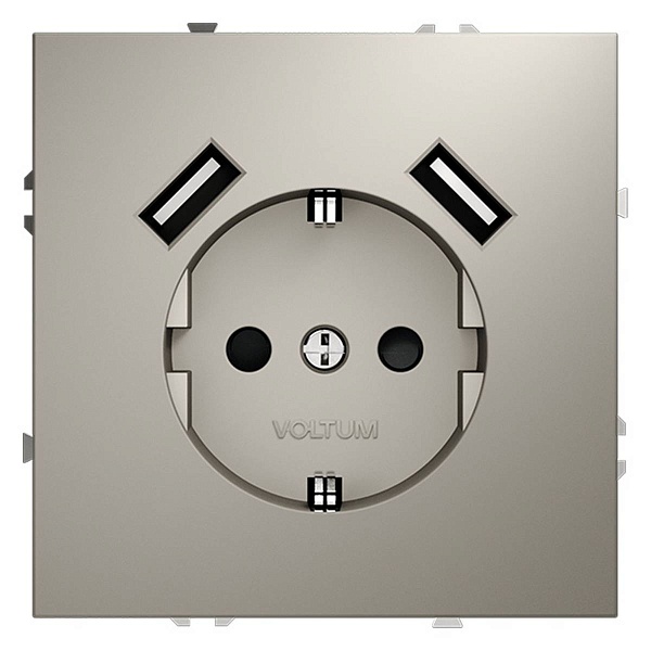Розетка с з/к + 2xUSB, A + A, S70, Кашемир, VLS040403, VOLTUM