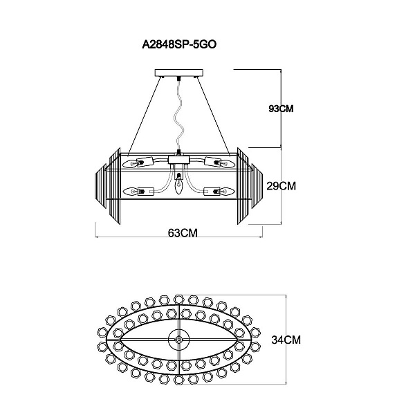 Люстра подвесная ARTE LAMP JASTIN A2848SP-5GO