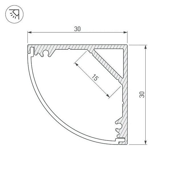 Профиль для ленты LED угловой SL-KANT 30x30мм без рассеивателя (3м) 46182 ARLIGHT
