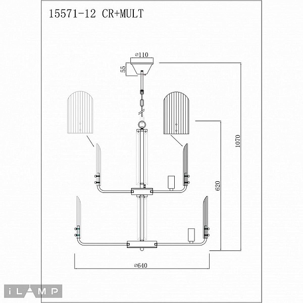 Люстра подвесная ILAMP DOLCE 15571-12 CR+MULT
