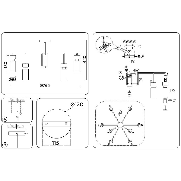 Люстра потолочная AMBRELLA LIGHT HEIGH LIGHT LH56128