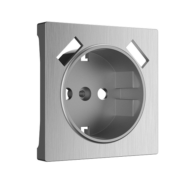 Накладка розетки с з/к + 2xUSB, серебро рифленое, W1179509, WERKEL