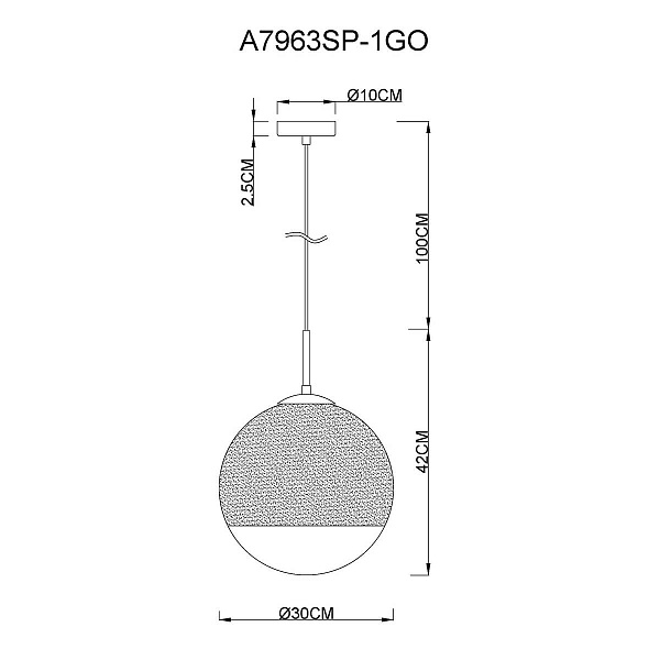 Подвес ARTE LAMP JUPITER GOLD A7963SP-1GO