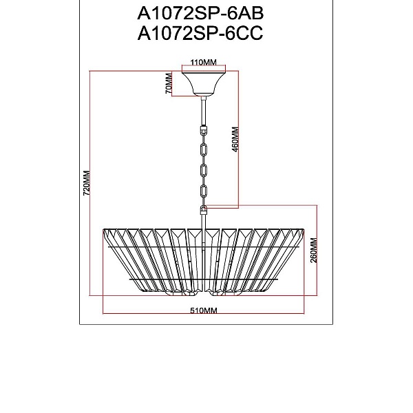 Люстра подвесная ARTE LAMP FLORIZEL A1072SP-6CC