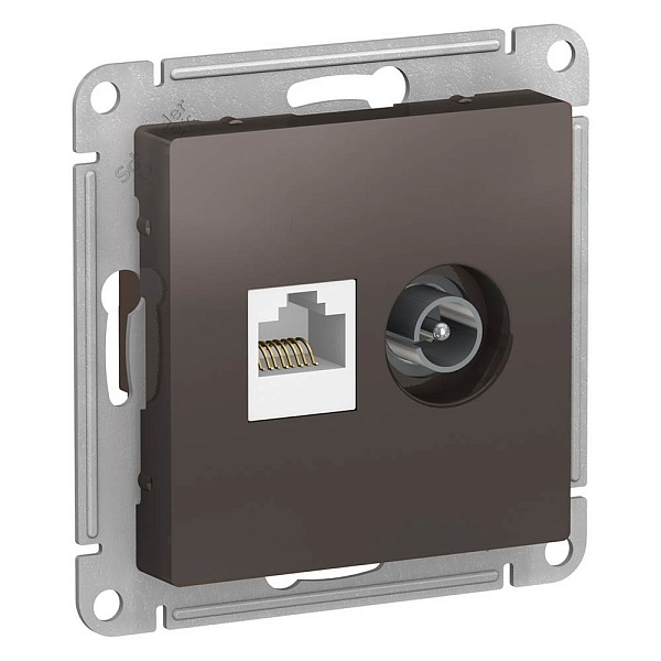 Розетка TV + RJ45, ATLASDESIGN, Мокко, ATN000689, SCHNEIDER ELECTRIC