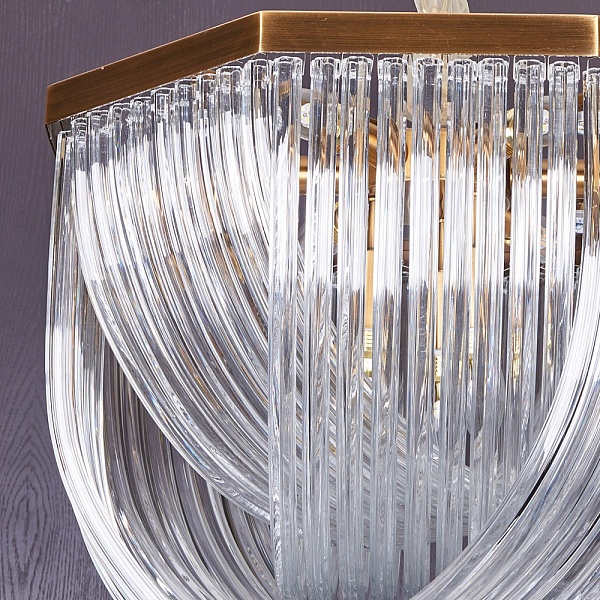 Люстра подвесная DELIGHT COLLECTION MURANO GLASS A001-554 L9 brass/clear