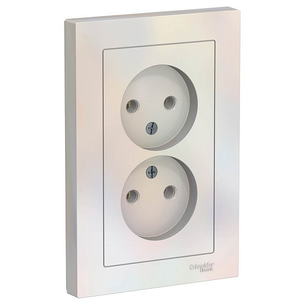 Розетка без з/к двойная, в сборе, ATLASDESIGN, Жемчуг, ATN000420, SCHNEIDER ELECTRIC