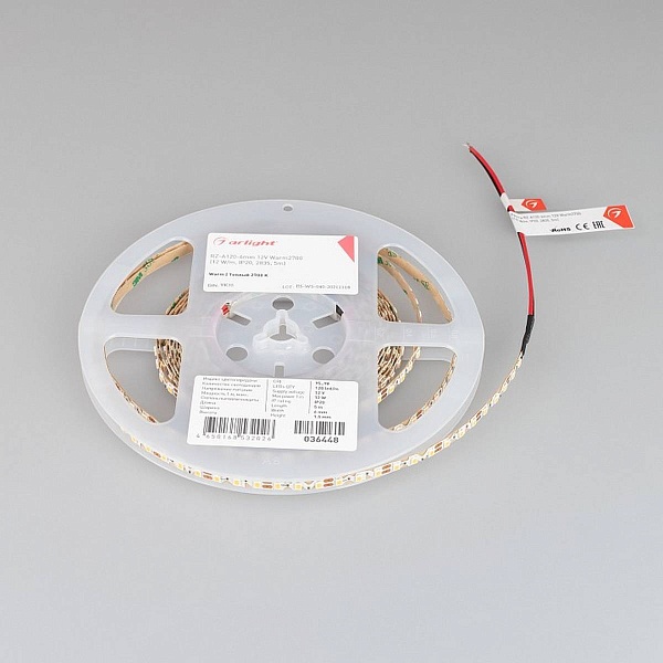 Лента LED RZ-A120 12 W/m 12V IP20 2835/120 2700K 6mm (5м) 36448 ARLIGHT