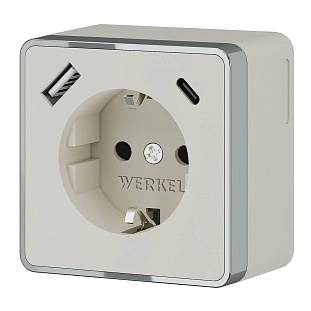 Розетка с з/к + 2xUSB, A + C, GALLANT, слоновая кость, W5071703, WERKEL