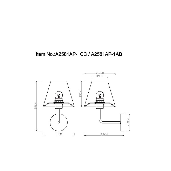 Бра ARTE LAMP ELBA A2581AP-1AB