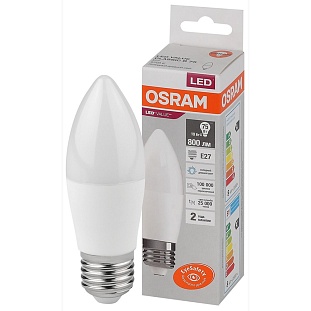 Лампа LED E27  10W/865 220V свеча матовая 800Lm OSRAM