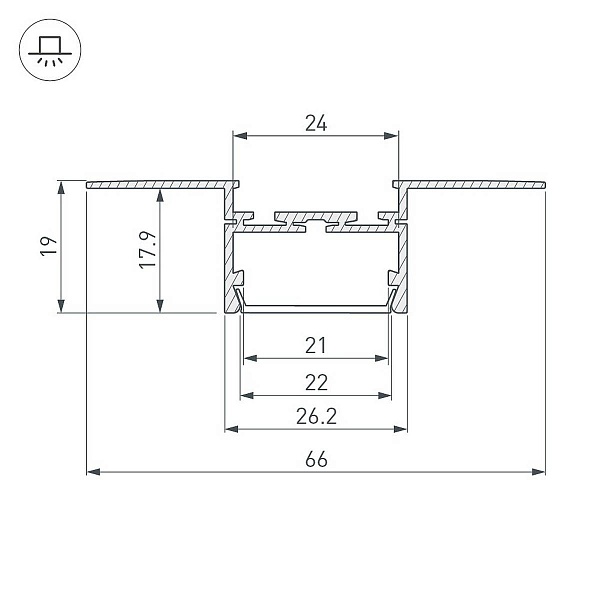 Профиль для ленты LED врезной PLS-LOCK 19x66мм без рассеивателя (2м) 33693 ARLIGHT