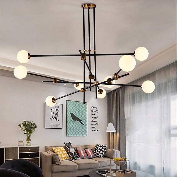 Люстра подвесная DELIGHT COLLECTION BISTRO GLOBE 9389P/9 black/gold