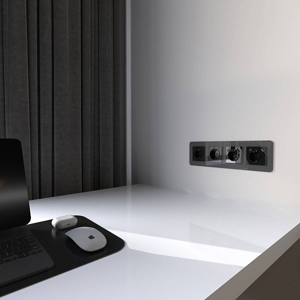 Накладка розетки с з/к + 2xUSB, черный, W1179548, WERKEL