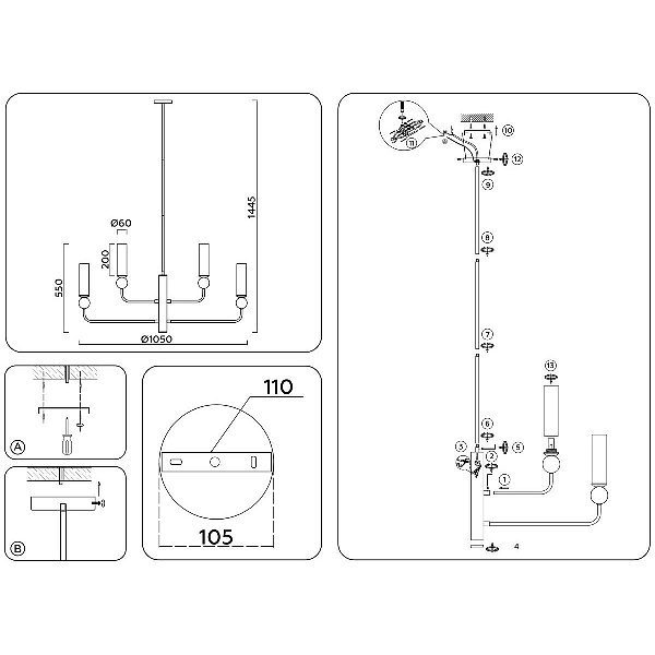 Люстра подвесная AMBRELLA LIGHT HEIGH LIGHT LH53251