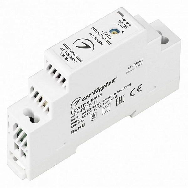 Блок питания ARLIGHT ARV-DR 12V 15W IP20 34670