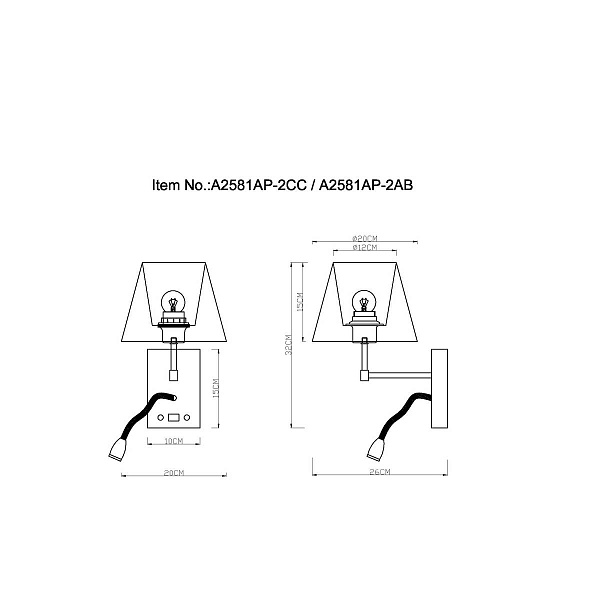 Бра ARTE LAMP ELBA A2581AP-2AB