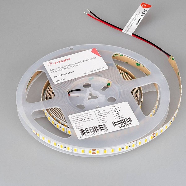 Лента LED ULTRA-C126 14,4 W/m 24V IP20 5630/126 6000K 10mm (5м) 40218 ARLIGHT