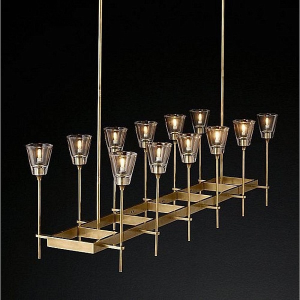 Люстра подвесная IMPERIUMLOFT RH TORCHE DE VERRE LINEAR CHANDELIER 12 74929-22