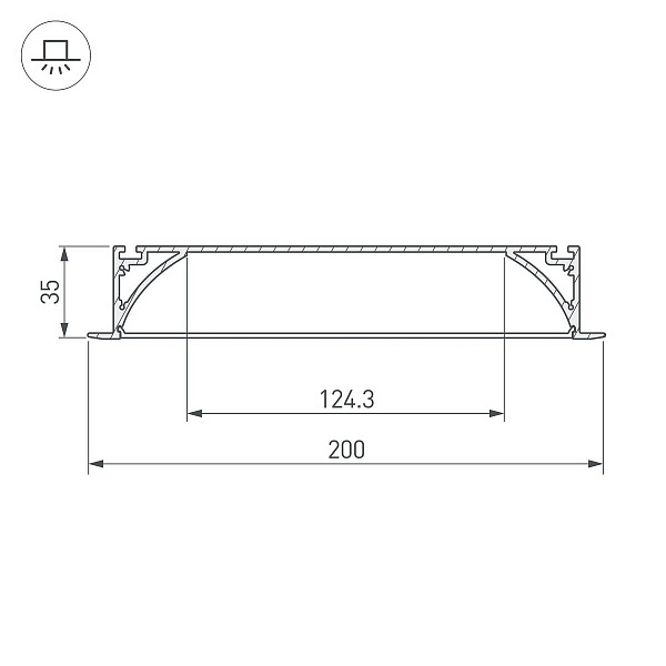 Профиль для ленты LED врезной ARH-POWER 35x200мм  (2м) 27916 ARLIGHT