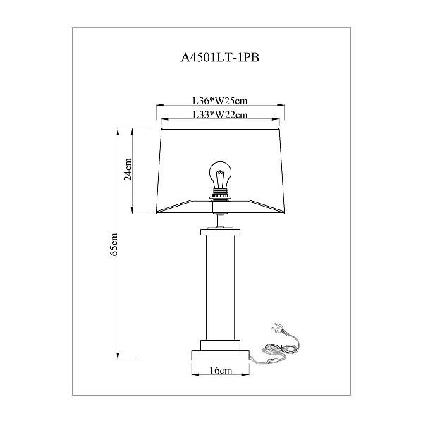 Настольная лампа ARTE LAMP CAMELOT A4501LT-1PB
