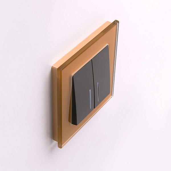 Переключатель 2-кл с подсветкой, черный матовый, W1122108, WERKEL