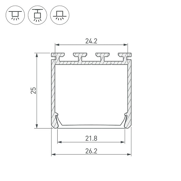 Профиль для ленты LED накладной PLS-LOCK 25x26,2мм без рассеивателя (3м) 44847 ARLIGHT