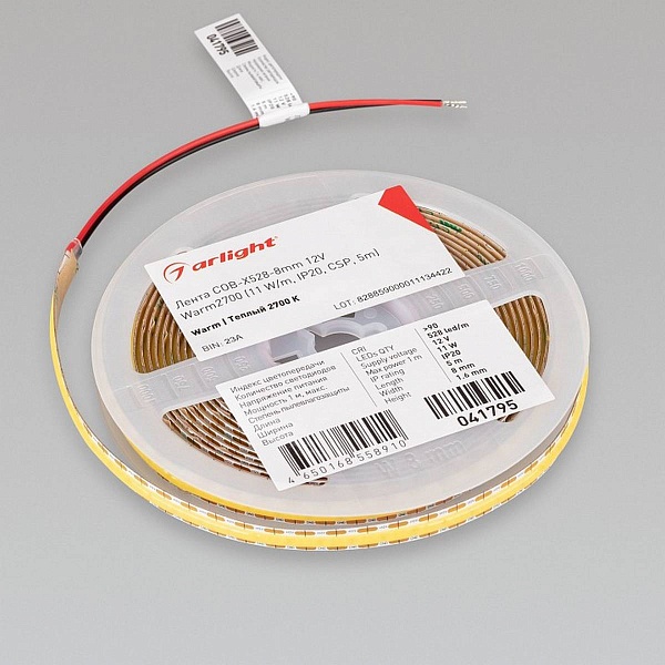 Лента LED COB-X528 11 W/m 12V IP20 COB/528 2700K 8mm (5м) 41795 ARLIGHT