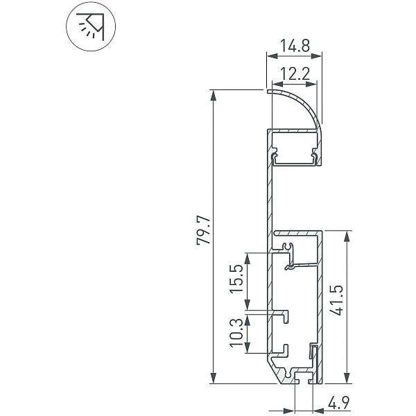 Профиль для ленты LED накладной ARH-PLINTUS 79,7x14,8мм без рассеивателя (2м) 46390 ARLIGHT