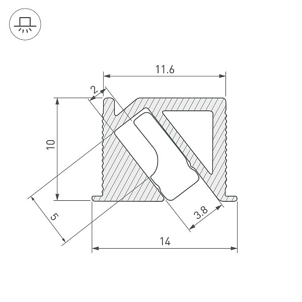 Профиль для ленты LED угловой SL-BEVEL 10x14мм без рассеивателя (2м) 38200 ARLIGHT