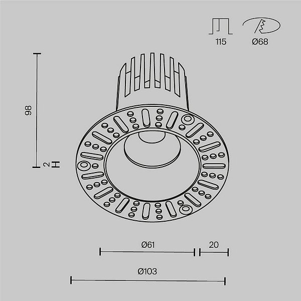 Светильник встраиваемый MAYTONI DIP DL121-15W-3K-TRS-B