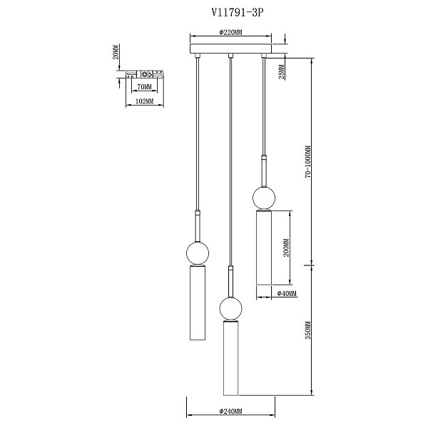 Подвес MODERLI ILLIS V11791-3P