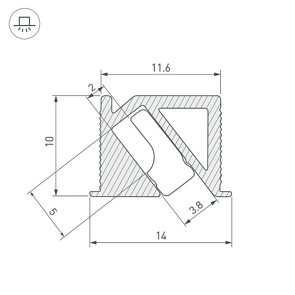 Профиль для ленты LED угловой SL-BEVEL 10x14мм без рассеивателя (2м) 44084 ARLIGHT