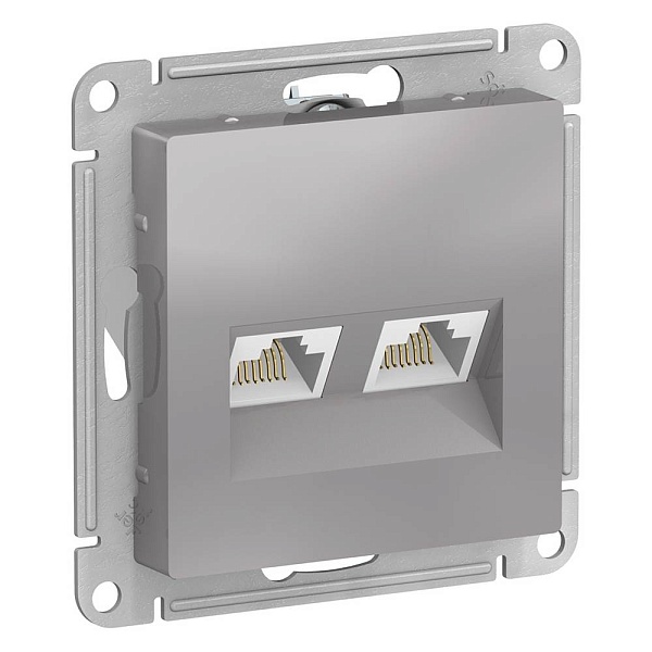 Розетка RJ45 + RJ45, ATLASDESIGN, Алюминий, ATN000385, SCHNEIDER ELECTRIC