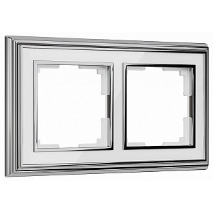 Рамка 2-пост, PALACIO, металл, хром / белый, W0021331, WERKEL